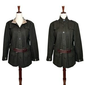 BURBERRY Boiled Wool D-ring Belt Military Field Jacket